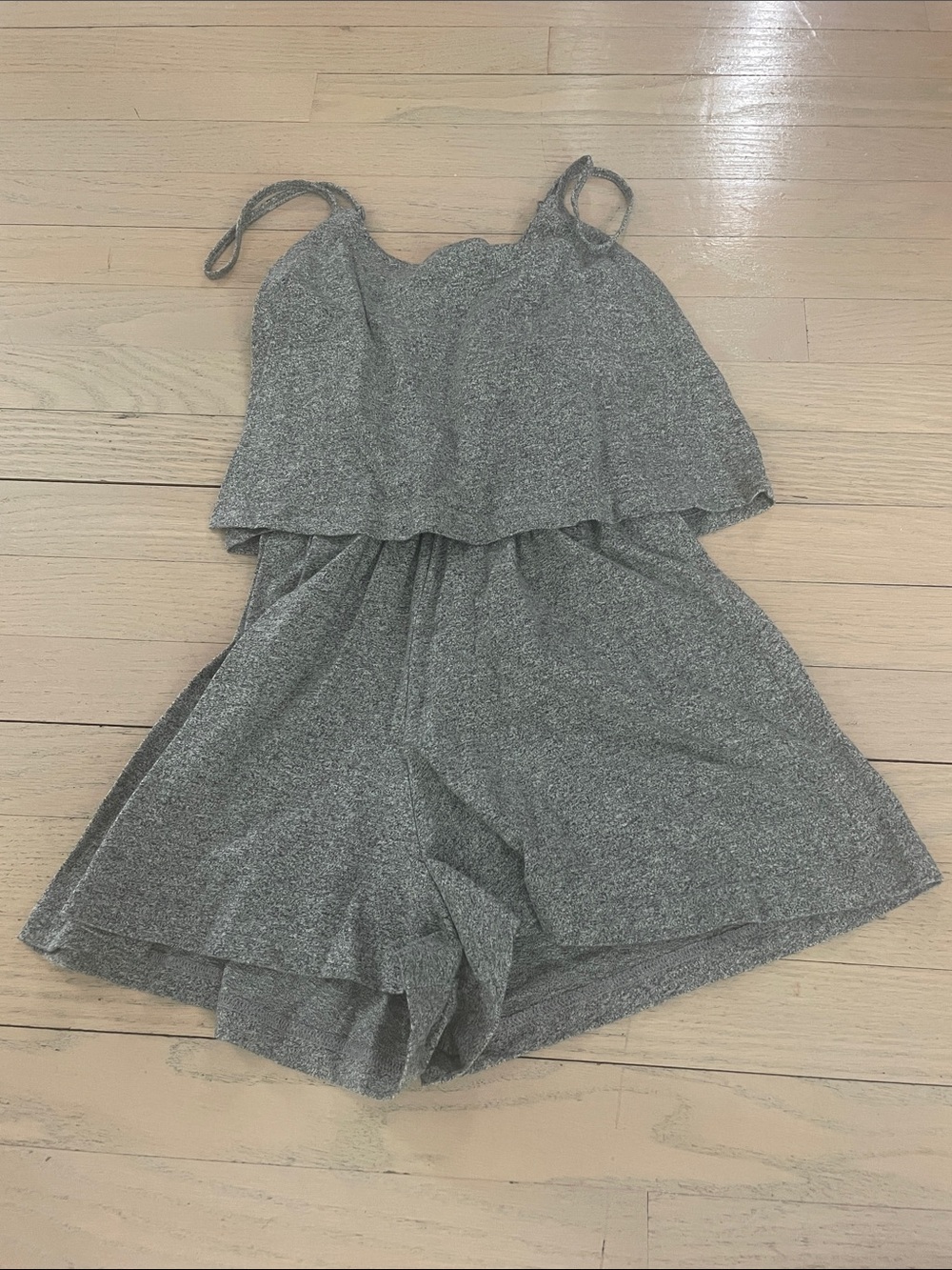 Topshop Gray Knit Sleeveless Romper with Tie Straps